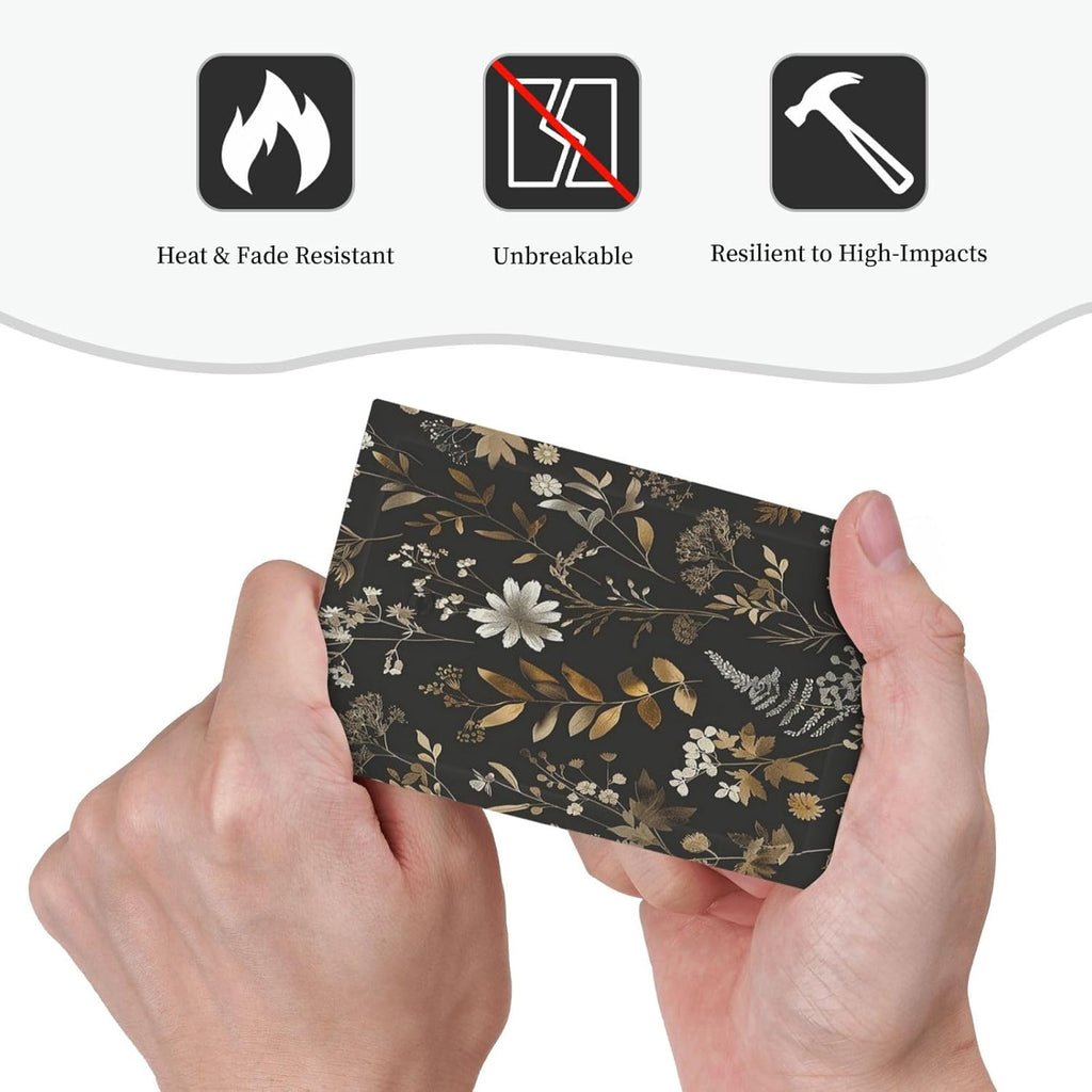 Light Switch Cover Plate Black Gold Floral Dark Leaves Vintage Flowers 1 Gang No Device Blank Electrical Wall Plates Faceplate Decorative Switch Plate for Bed Room Home Decor