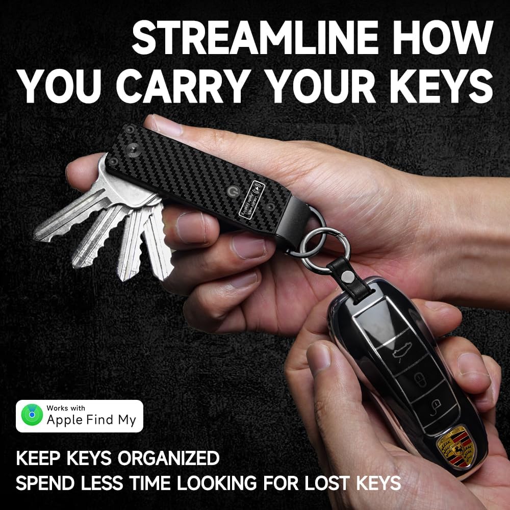 Key Organizer Men's Keychains with Smart Tracker, Key Finder, Compact Key Holder -Minimalist Key Case Metal Car Key Chain