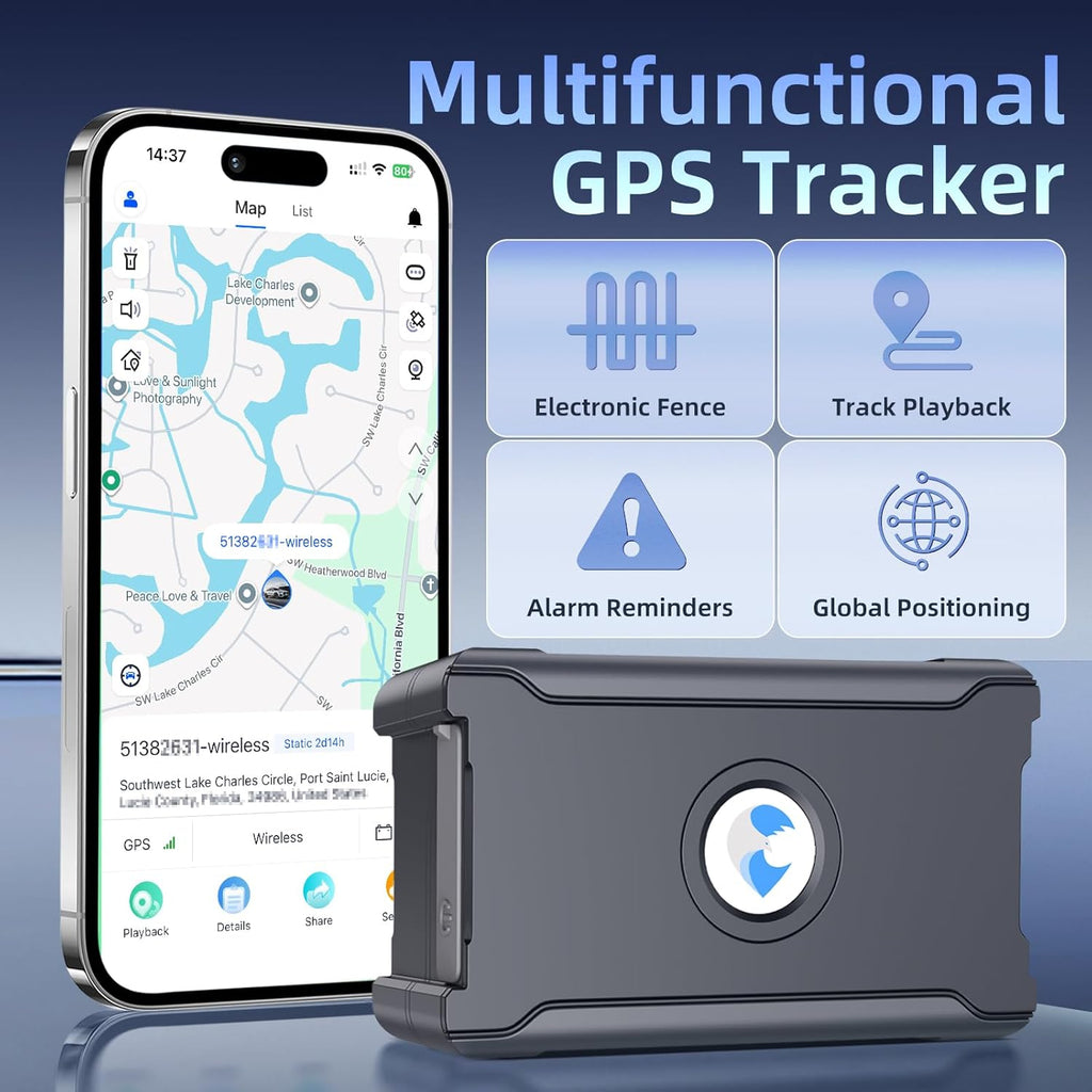 GPS Tracker for Vehicles, Long Battery Life Tracking Devices for Cars Hidden, Real-Time, Unlimited Updates,10S Update, 180-day Track Playback，Strong Magnetic 4G LTE Car Tracker, Subscription Needed