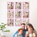 Renditions Gallery Set of 9, 11X14 Custom Photo Prints with Real Wood Picture Frames. Create Personalized Photos with Peel & Stick Photo Frames. Pink Frame