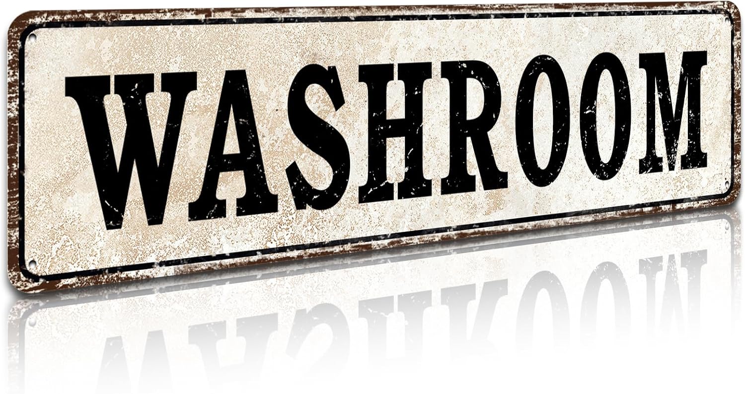 Houseuse Washroom Metal Signs Wall Home Pub Decor 4" by 16"