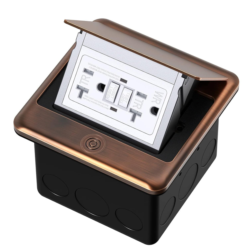 KYHSHJ Pop Up Floor Electrical Outlet with 20 Amp Stainless Steel GFCI Tamper Receptacle Outlet, Corrosive Resistant Hardware，ETL Listed， (Bronze)