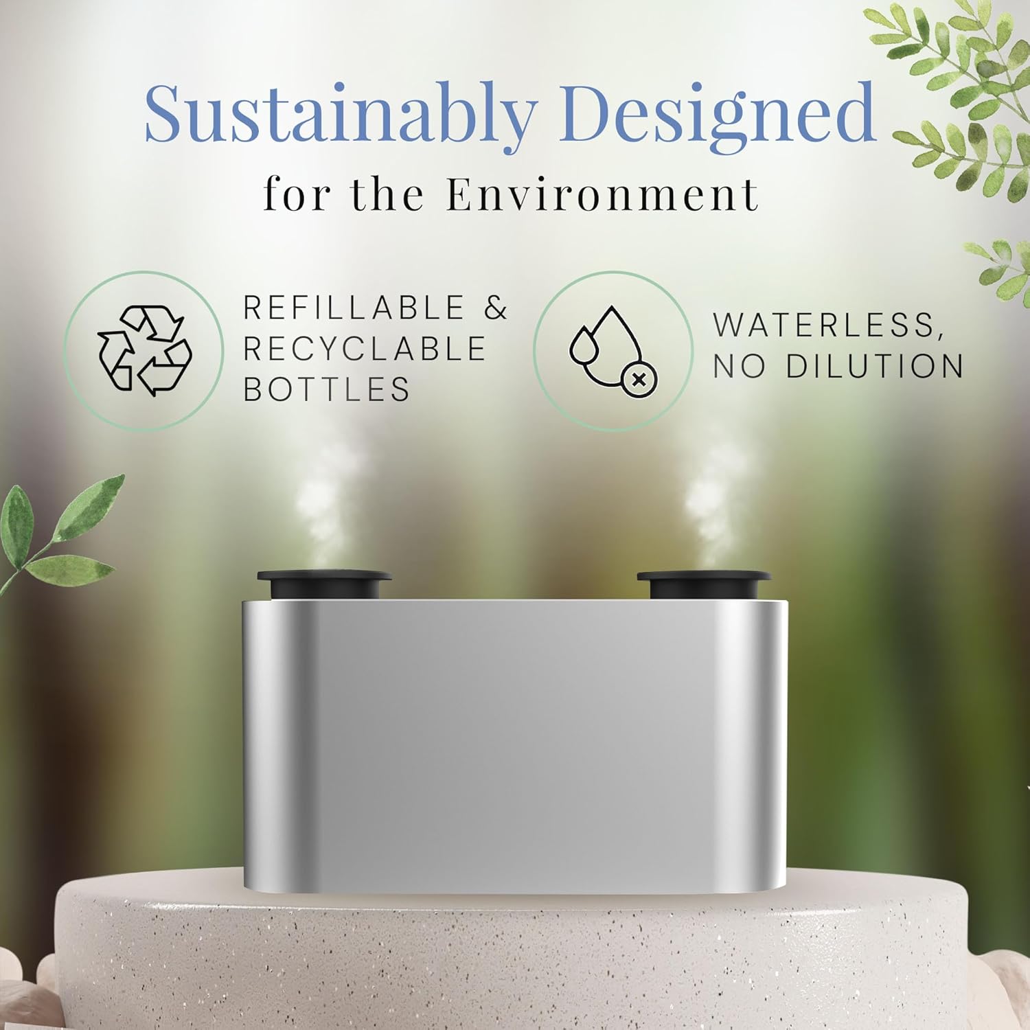 The Mini Duo Smart Scent Air Machine, Waterless Aroma Diffuser with Bluetooth App Control & Dual Nozzle, 2x10mL Refillable Bottles, Rechargeable Battery, Covers Up to 100 sq. ft