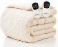 Heated Electric Blanket Queen Size-84"x90" Heating Blanket with 10 Heating Levels & 5 Time Settings Over-Heat Protection，Winter Warmer for Adults with ETL Certification（Cream）