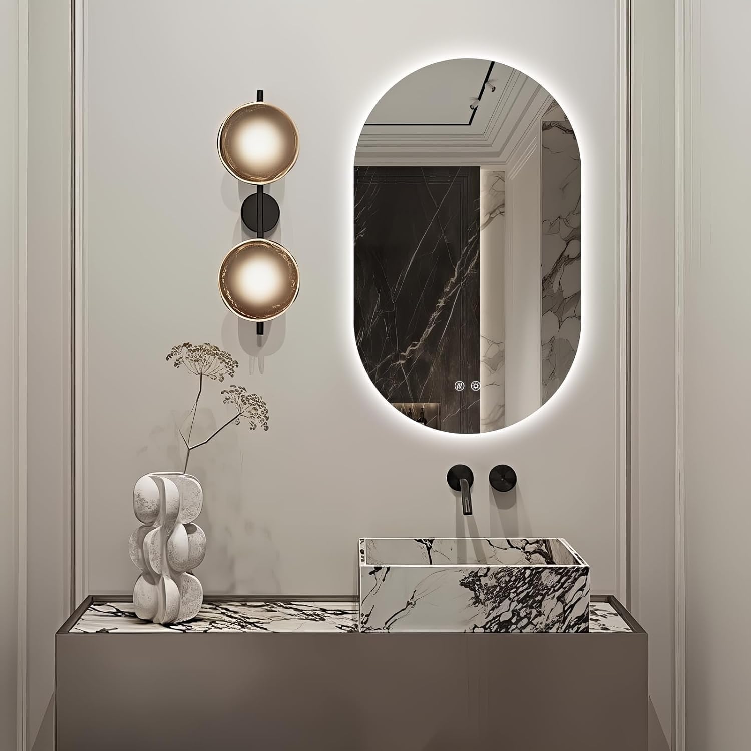 32" x 20" Oval LED Mirror for Bathroom, Backlit Vanity Mirror with Lights, Frameless Smart Wall Mirror, 3 Colors Stepless Dimmable, Anti-Fog, Shatterproof, Memory, CRI95+(Horizontal/Vertical)