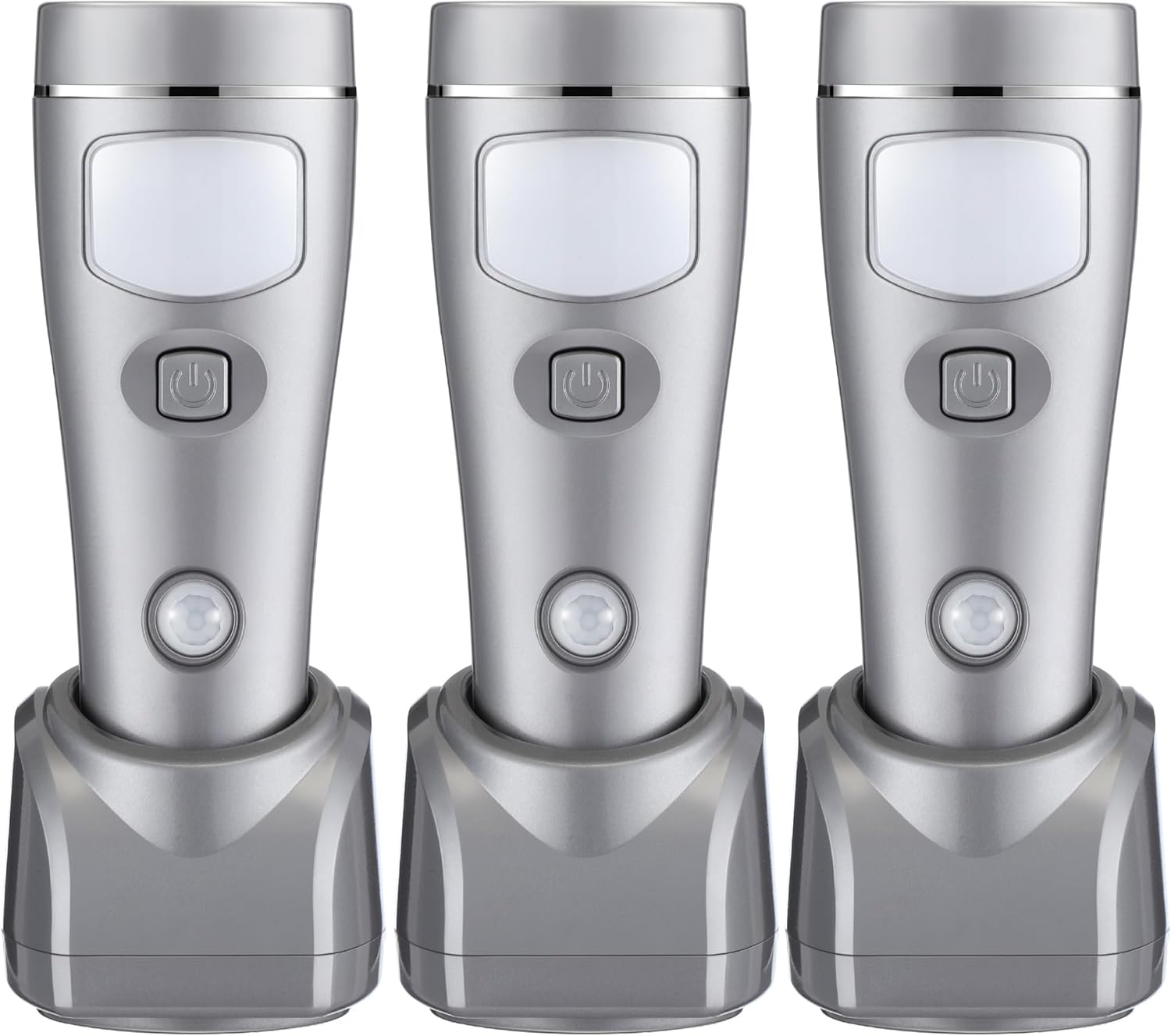 Enhon 3 Pack Rechargeable 4-in-1 LED Emergency Lights, Plug-in Flashlights with Motion Sensor Night Light, Auto-On Power Failure Light for Home, Hurricane, and Outage Supplies