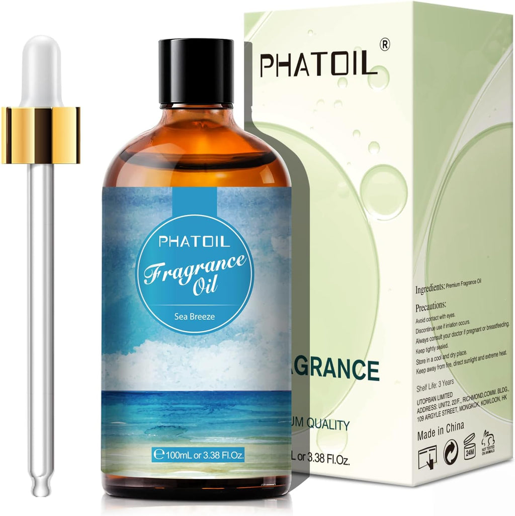 PHATOIL 3.38FL.OZ Sea Breeze Fragrance Oils for Aromatherapy, Essential Oils for Diffusers for Home, Perfect for Diffuser, DIY Candle and Soap Making, DIY Scented Products - 100ml