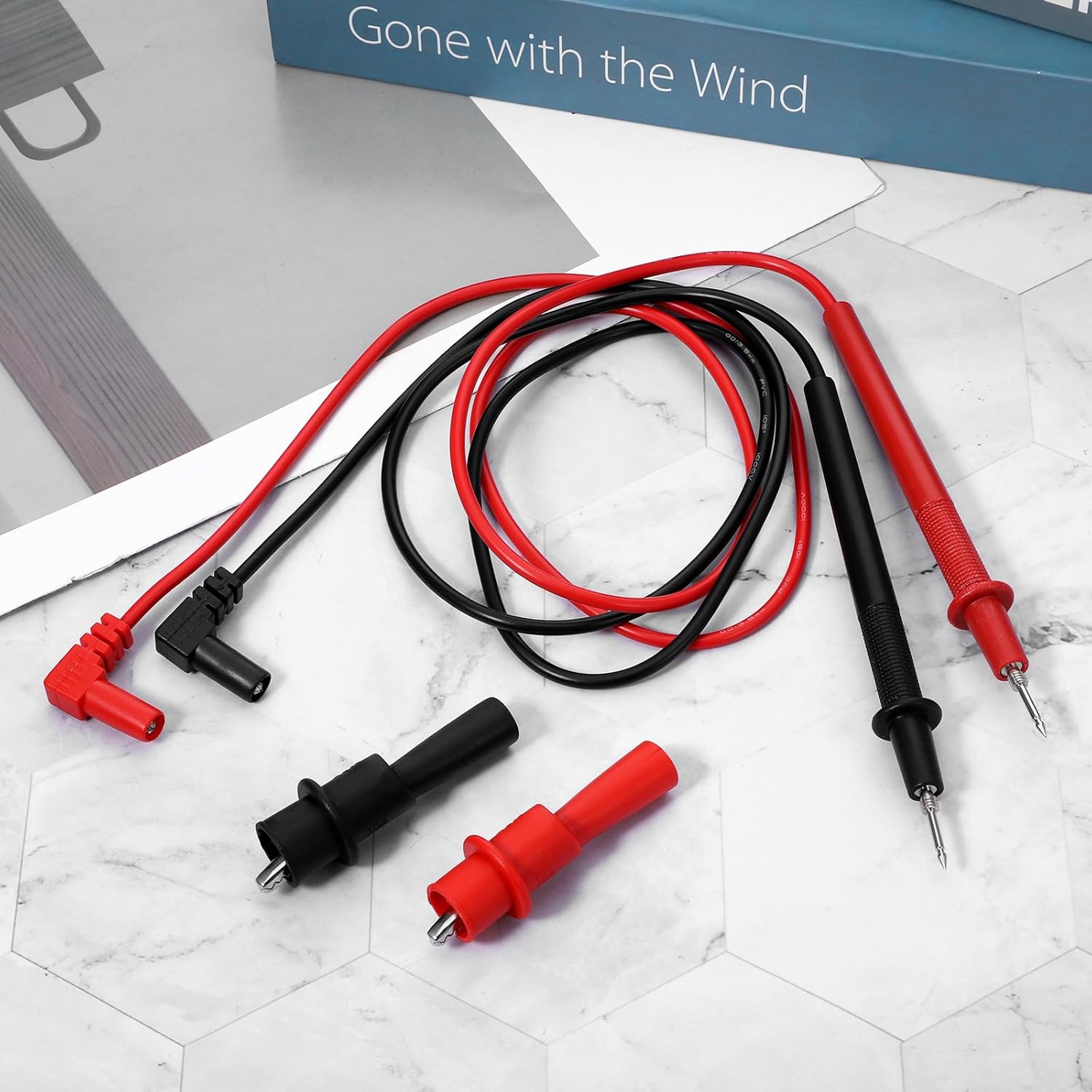 2 Pcs Multimeter Leads Digital Multimeter Test Leads 1000V 10A Alligator Clips Long Banana Plug Multimeters Probe Test Lead Cable Professional Probe Kit Multi Meter Clamp Tester Probes