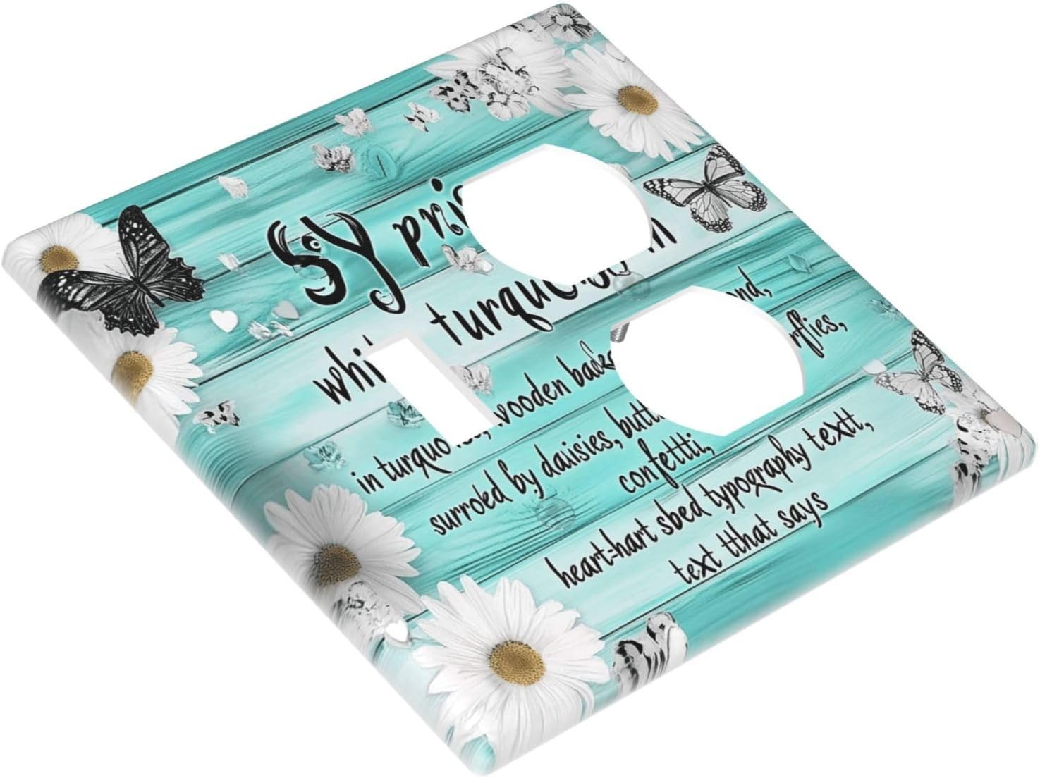 Teal Butterfly Daisy Rustic Wooden Signs Wallplates 1 Toggle 1 Duplex Switch Plate Electrical Gfci Faceplate Decorative Light Switch Covers For Farmhouse Cabin Decor