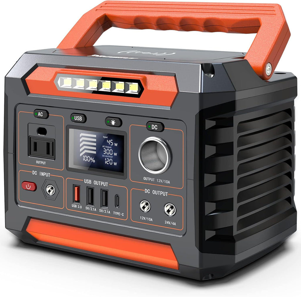 PROGENY 300W Portable Power Station, 299Wh/80818mAh Solar Generator, Regulated DC Output Backup Battery with Pass-Through Charging AC Outlet, Pure Sine Wave, LED Light Power Station for CPAP Camping