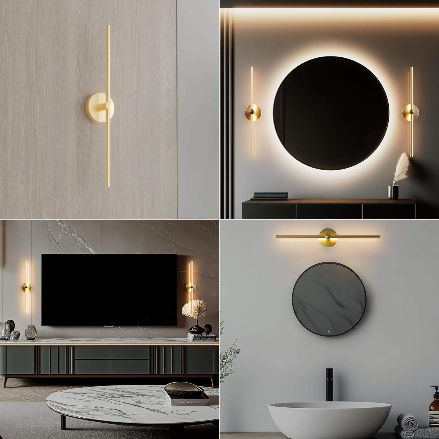 ZAGO Battery Operated Wall Sconce: 24-inch Wireless LED Wall Sconces Set of Two with Remote Control, Dimmable Modern Linear Light for Living Room, Bedroom, Hallway Indoor Lighting Decoration