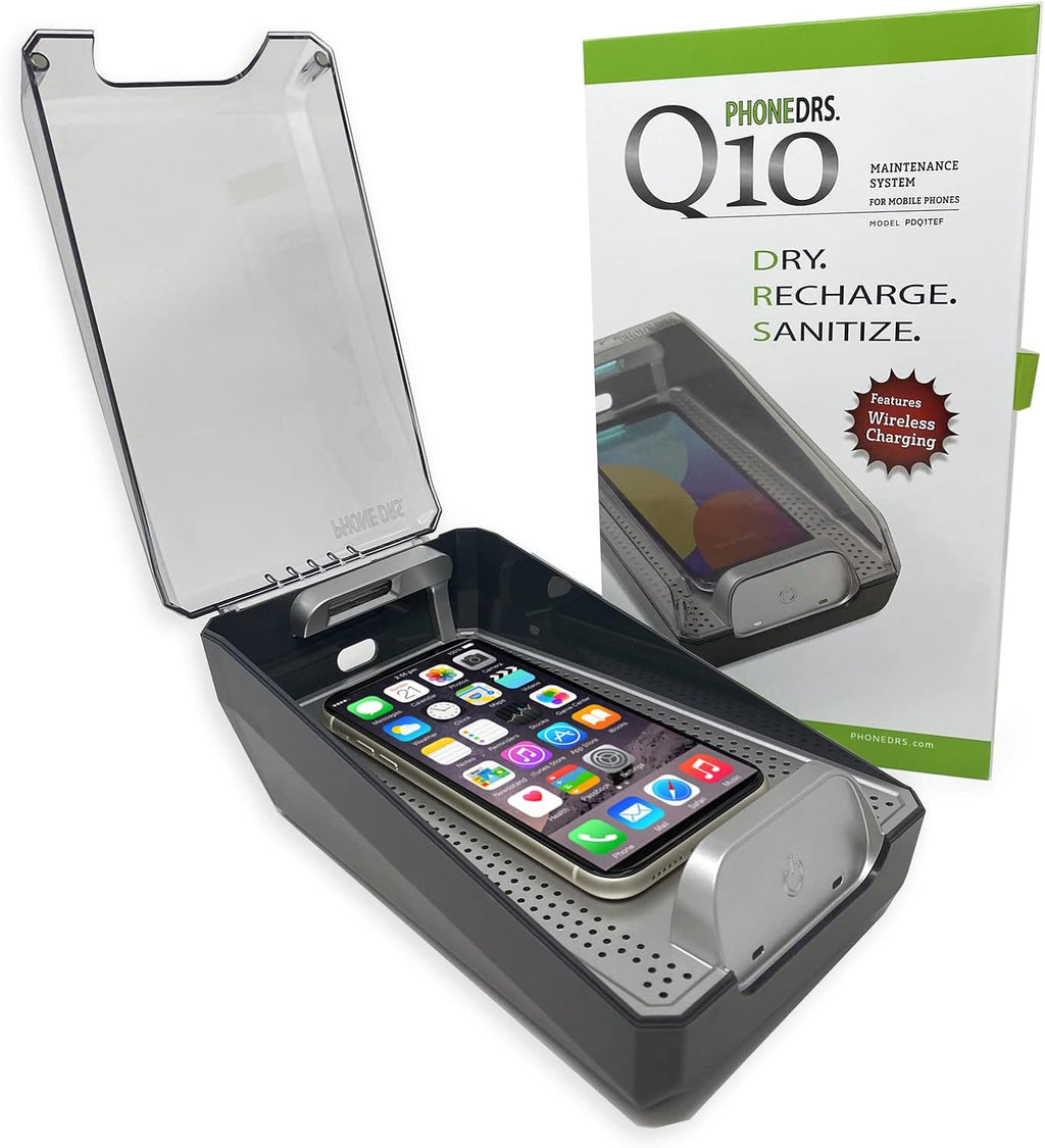 Q10 UV-C Cell Phone Sanitizer with Dryer and Qi Wireless Charging | Cleans, Dries and Charges All Phones