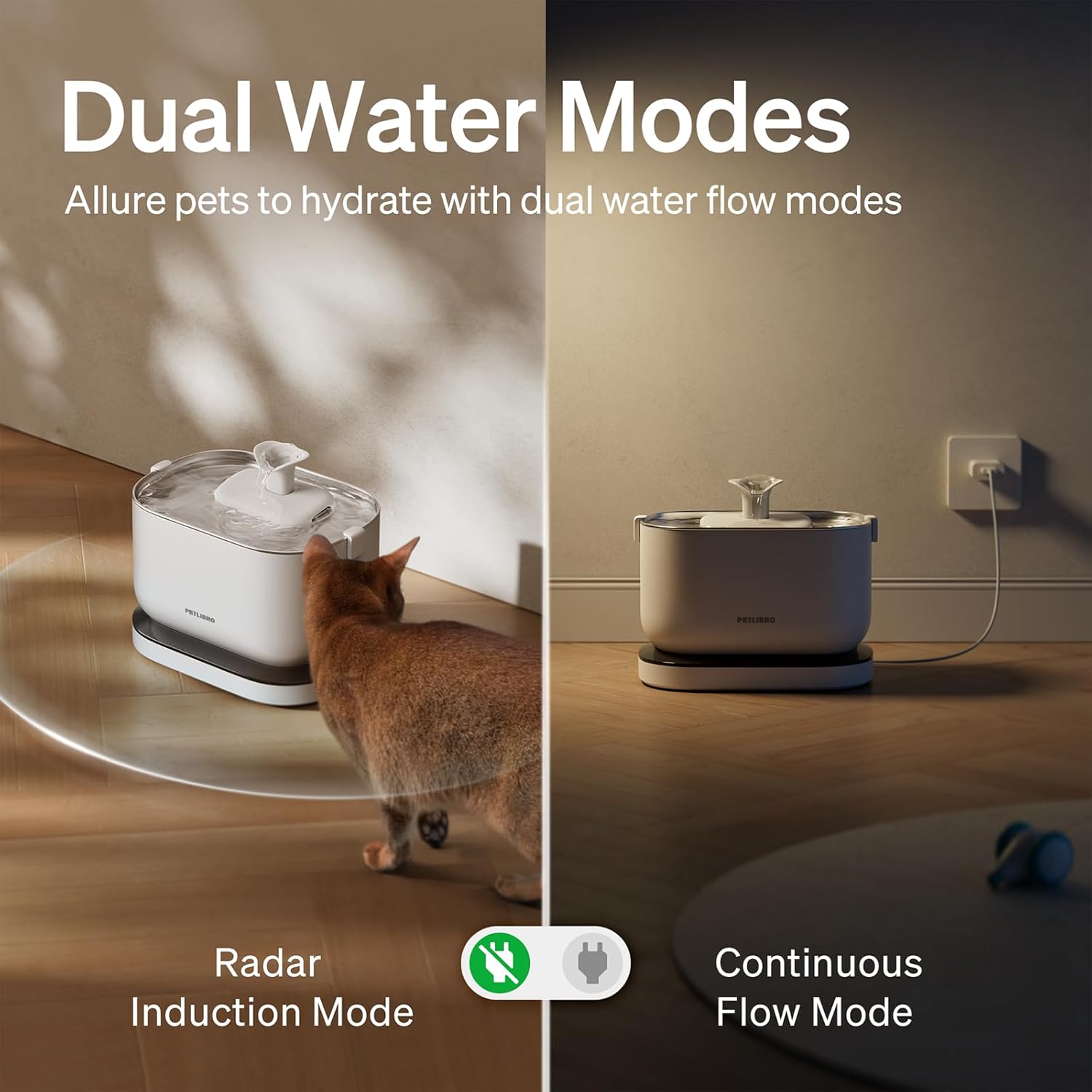 PETLIBRO Cat Water Fountain, Cordless Pet Water Fountain Battery Operated, 2.5L/84oz Dockstream Water Fountains for Cats Indoor, Cat Fountain with Stainless Steel Tray, Easy to Clean BPA-Free