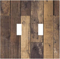 Cool Brown Wood Style Vintage Rustic Print Decorative Switch Plates 2 Gang Double Toggle Outlet Light Switch Cover Wall Plate Electrical Faceplate for Farmhouse Home Decor