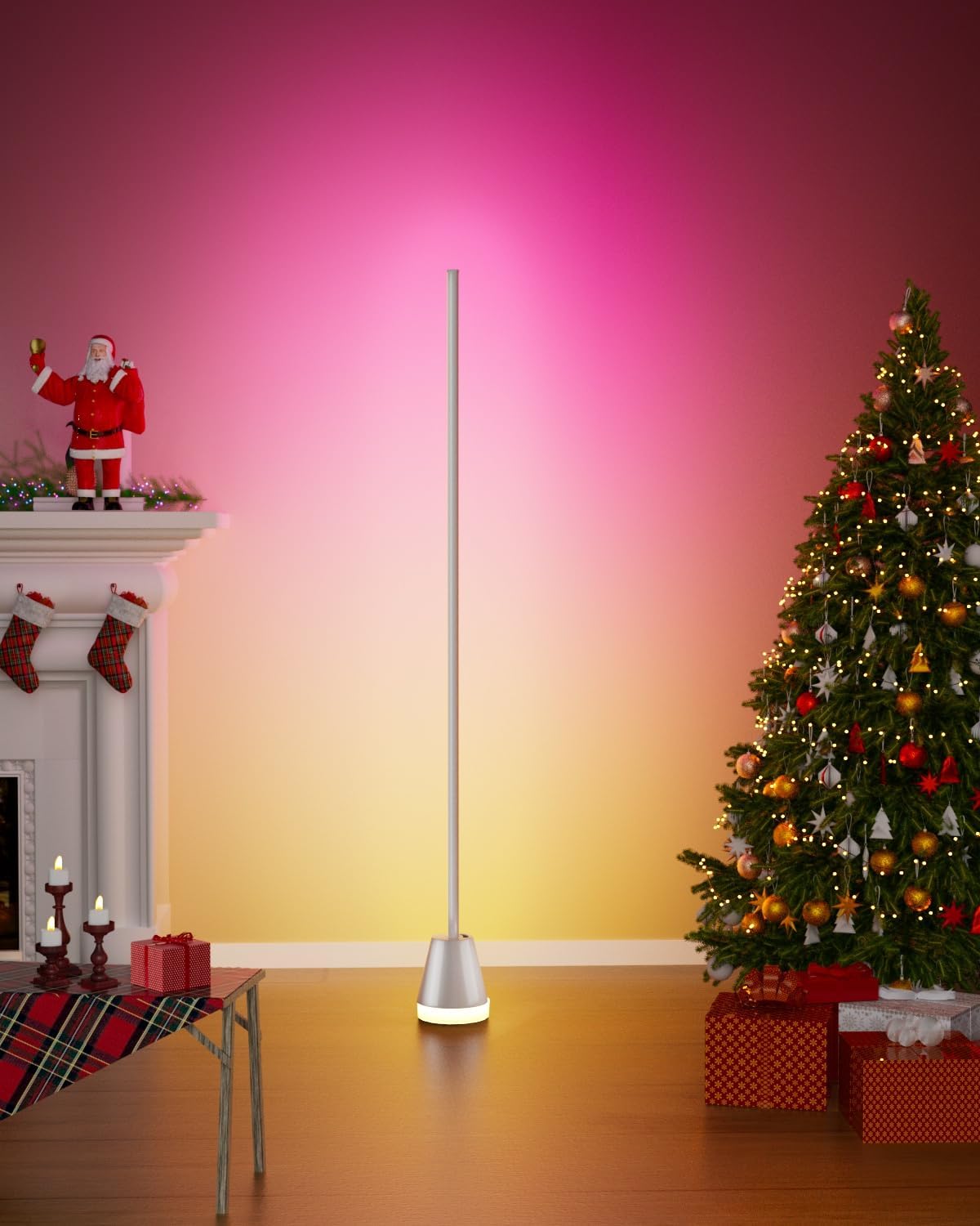 Keepsmile Smart RGB LED Corner Floor Lamp,172 LEDs Bright Standing Lamps for Living Room with APP and Remote,Modern Floor Lamp with Music Sync and 16 Million Colors, Ambient Lighting for Bedroom White