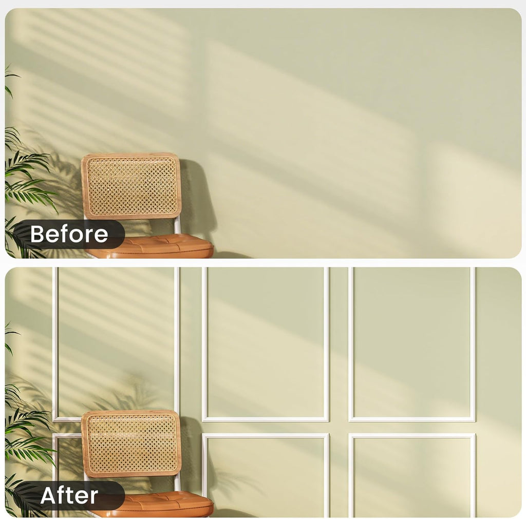 Peel and Stick Wainscoting Panels Kit, Premade Wall Molding Peel and Stick Panels for Interior Wall Trim, Easy DIY Wainscoting Panels Peel and Stick Decor