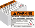 100 Pcs Warning Arc Flash and Shock Hazard Label - 5 x 3.5 Warning Safety Appropriate PPE Required Signs for Electrical Workplace