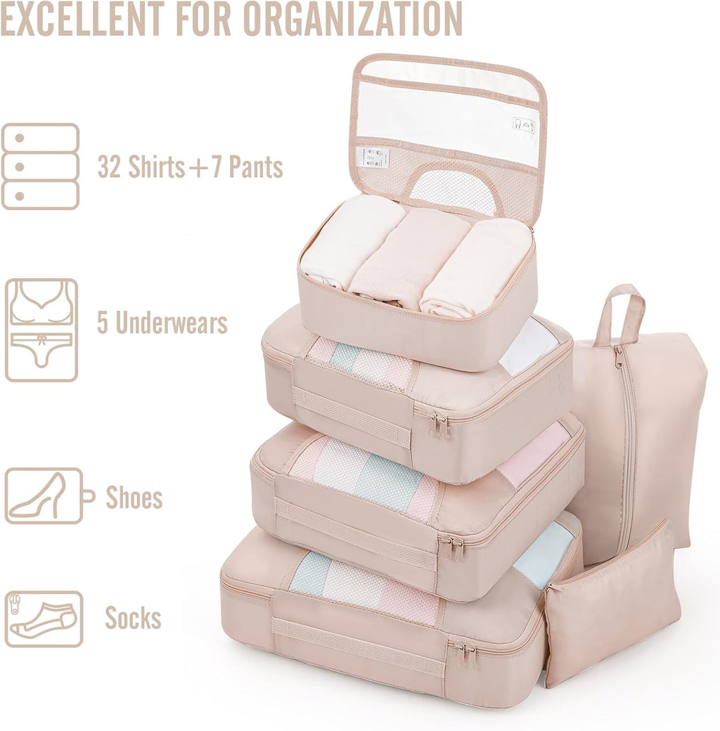 Veken 8 Set Packing Cubes, Gifts for Women Mom Her, Personalized Cruise Ship Travel Essentials Accessories for Beach Vacation, Suitcase Organizer Bags for Luggage with Hanging Toiletry Bag