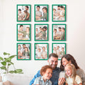 Renditions Gallery Set of 9, 8X10 Custom Photo Prints with Real Wood Picture Frames. Create Personalized Photos with Peel & Stick Photo Frames. Green Frame