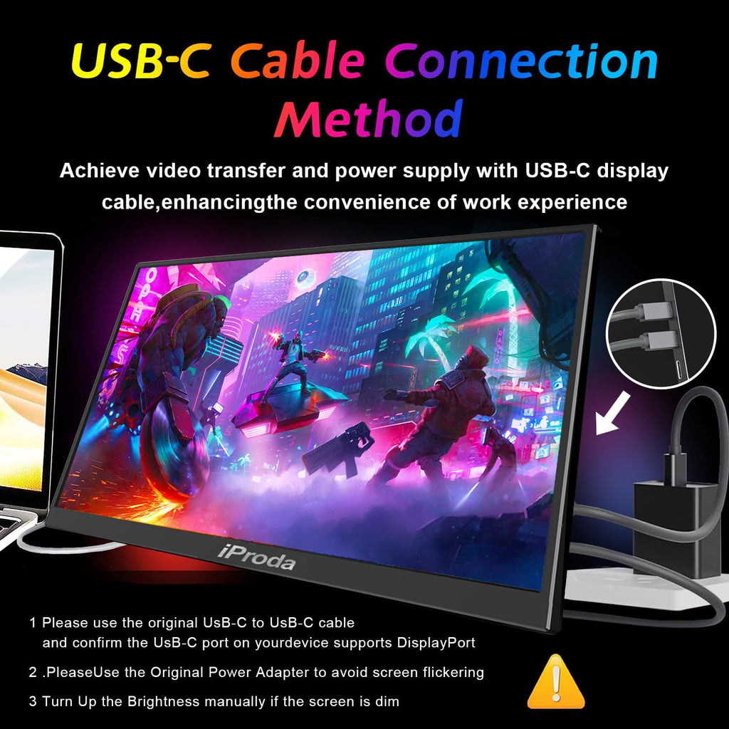 18.5" Portable Monitor 120Hz FHD 1080P, USB-C HDMI Laptop Screen Extender, Second Display for Laptop/PC/Mac/PS5/PS4/Switch, Travel Monitor with Protective Sleeve, VESA Mountable