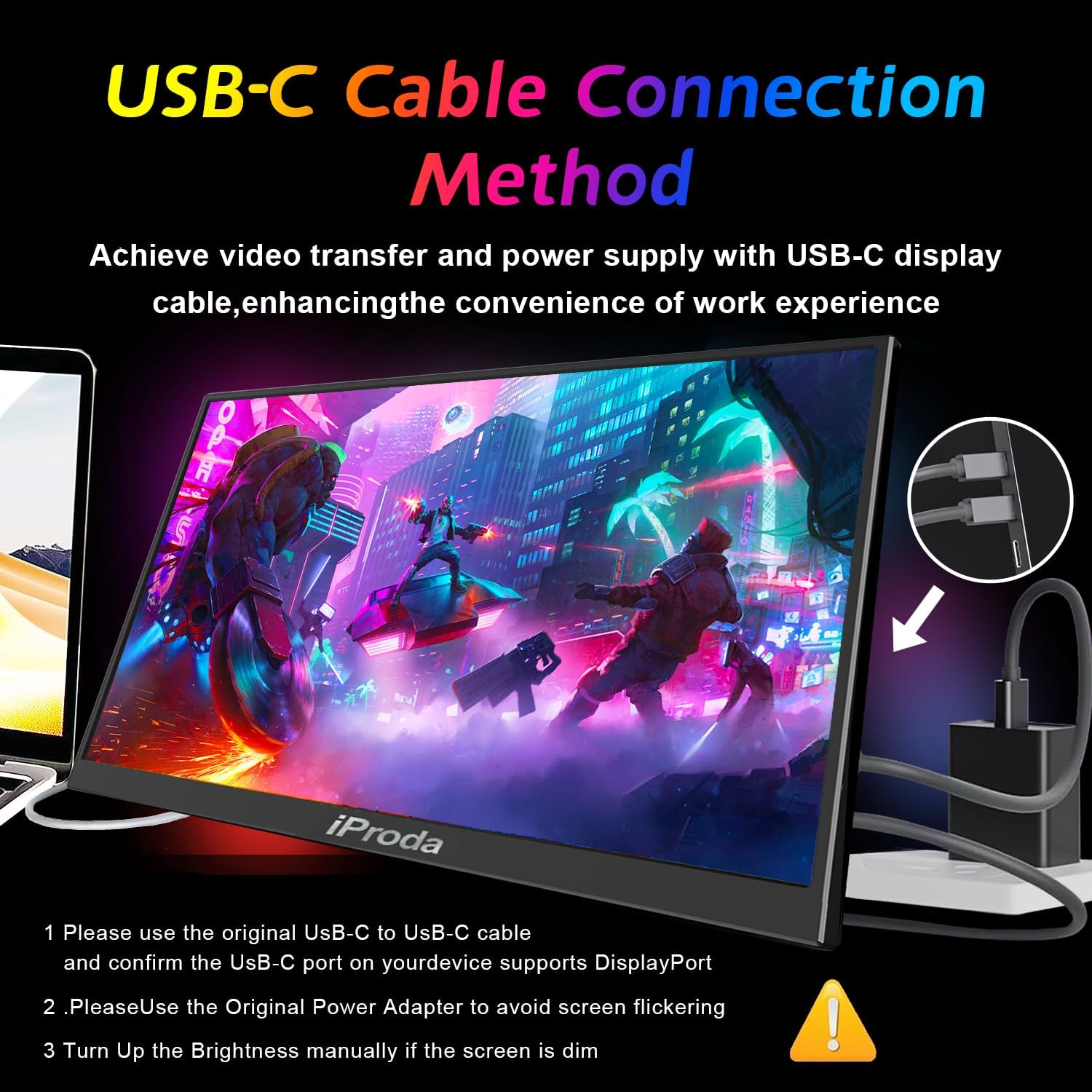 18.5" Portable Monitor 120Hz FHD 1080P, USB-C HDMI Laptop Screen Extender, Second Display for Laptop/PC/Mac/PS5/PS4/Switch, Travel Monitor with Protective Sleeve, VESA Mountable