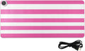 Heated Desk Pad Mouse Pad 31.5x13 Inch PU Leather Desk Mat with 3 Heat Levels Large Mouse Gaming Computer Laptop Mat Hot Pink White Stripes