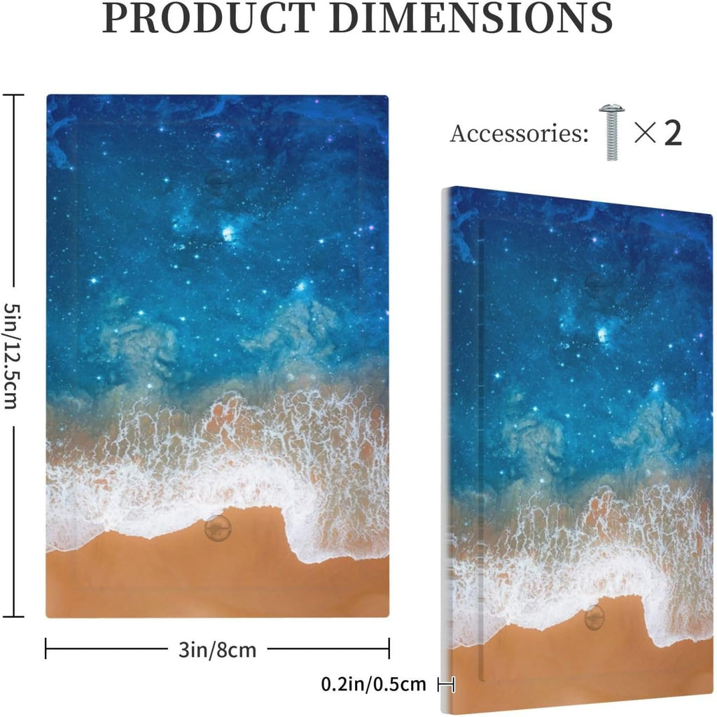 Blue Sea Ocean Beach Waves 1-Gang No Device Blank Wallplate Electrical Light Switch Decorative Receptacle Face Plate Cover for Bathroom 5 X 3 IN