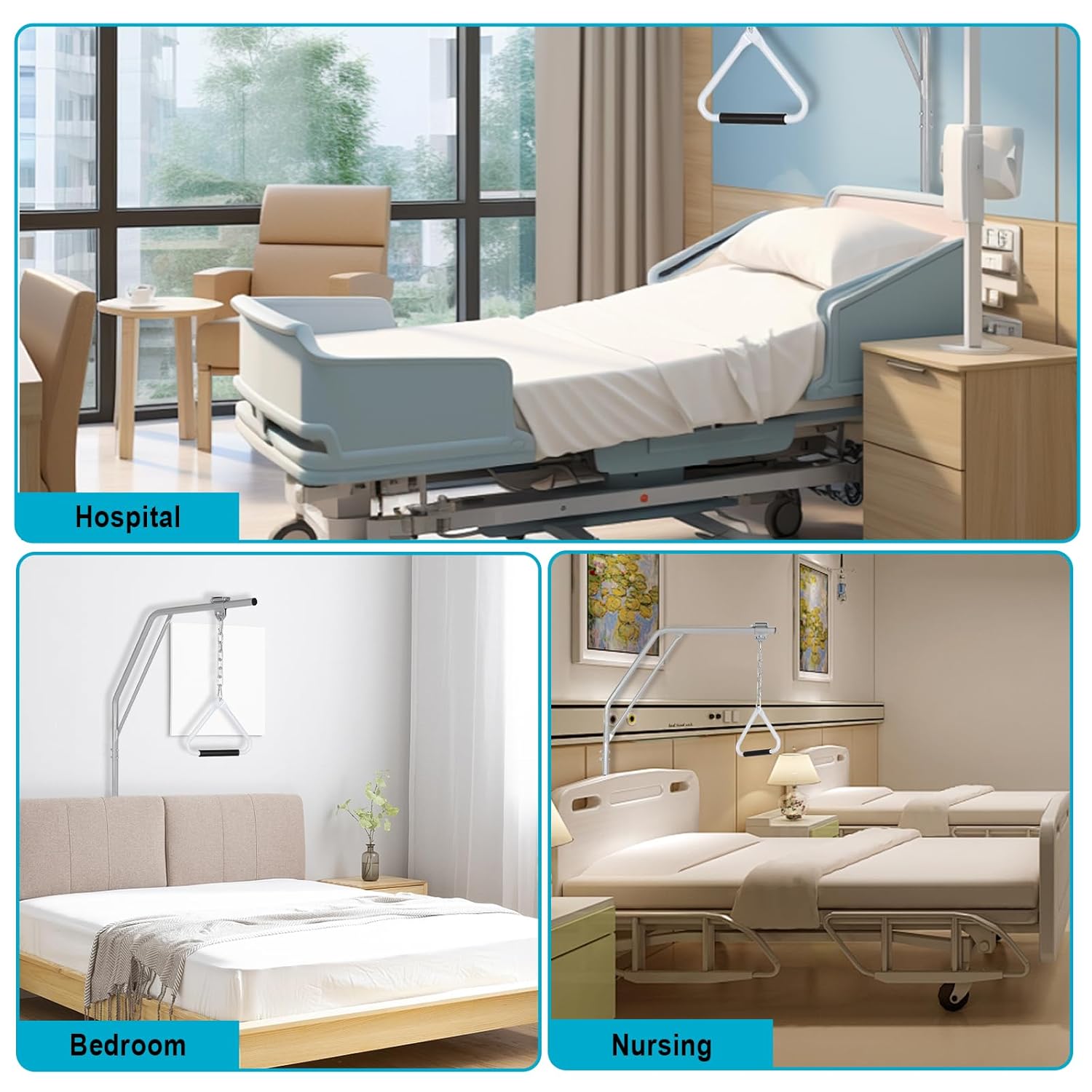 FAHKNS Heavy Duty Trapeze Bar for Bed Mobility - Adjustable Trapeze Bar，Trapeze Bars for Elderly, Post Operative & Injury Rehabilitation，Maximum Load Capacity 220 LBS
