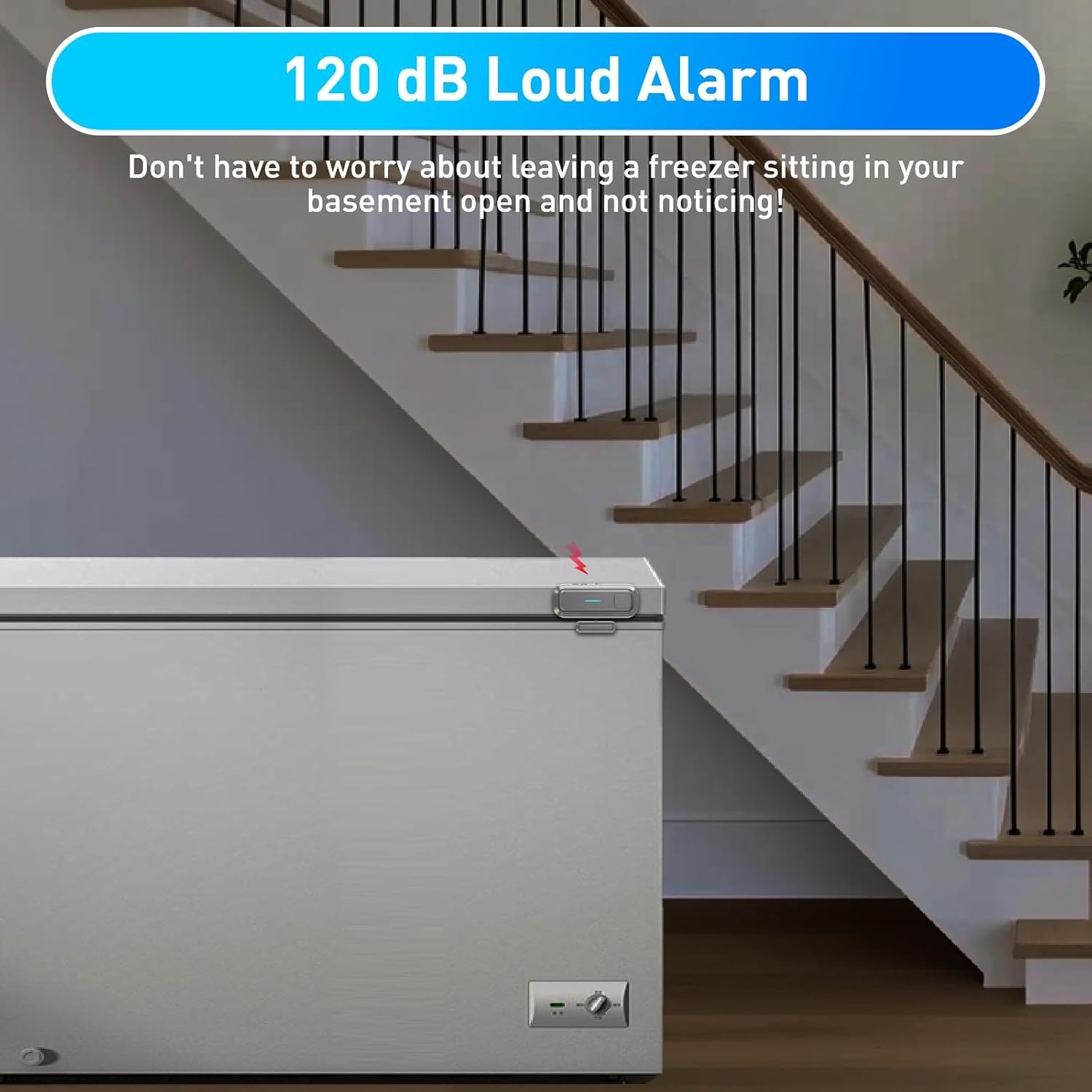 Daytech Freezer Door Alarm with Delay 1/2/3/4 mins Reminder When Left Open Fridge Alarm 0 to 120 dB Refrigerator Door ajar Alert for Home Garage Basement(1 Pack Gray)