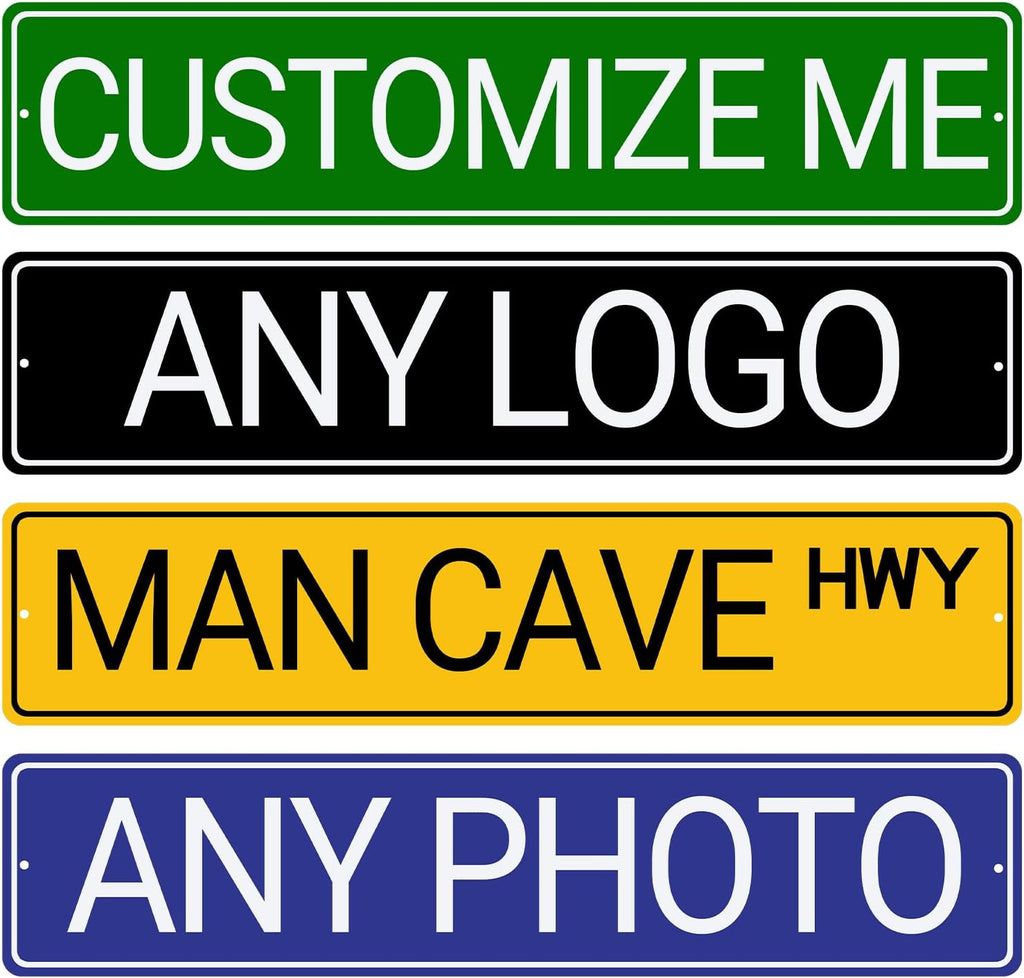 Custom Reflective Street Signs - Single/Double Sided Outdoor Metal Signs with Text, Photo, Logo - Personalized for Office, Business, Home - 4x18 Inch Rust Free .040 Aluminum