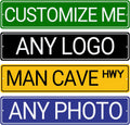 Custom Signs Outdoor Metal, Personalized Street Reflective Signs with Text Photo, 6x24 Inches, Single/Double Sided, Rust Free .040 Aluminum