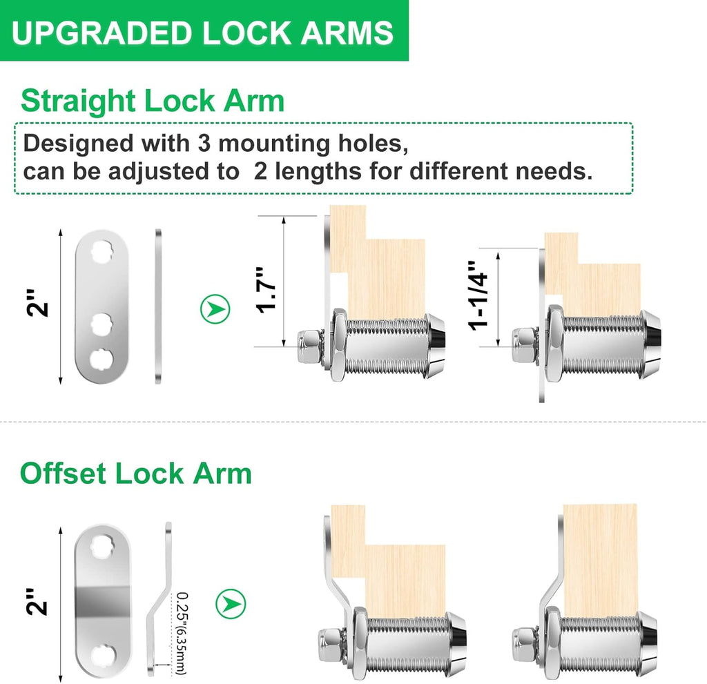 10 Pack Cabinet Lock with Keys, RV Storage Locks, 7/8” Tubular Cam Lock Keyed Alike, RV Locks for Storage Door Camper Cabinet Toolbox RV Cam Locks with Manual