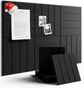 Felt Bulletin Board Tiles Large 36" x 24" Cork Board Alternative-6 Pack with 40 Adhesive Tabs, Thick Slat Wall Panels for Office Decor, Push Pin Board Wall Organizer Alternative - Black