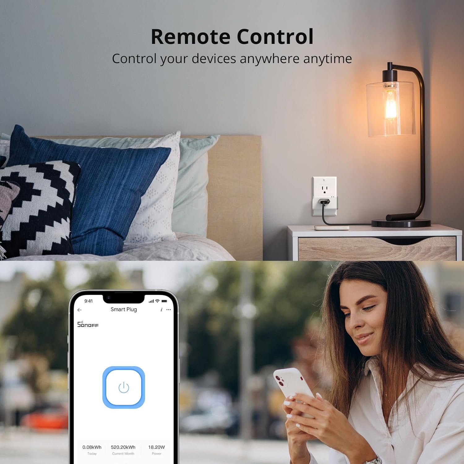 SONOFF S31 Smart Plug with Energy Monitoring, WiFi Outlet 15A Remote Control, That Work Alexa, Google Home & IFTTT, ETL Certified, NO Hub Required, 2.4GHz Network Only(2-Pack)