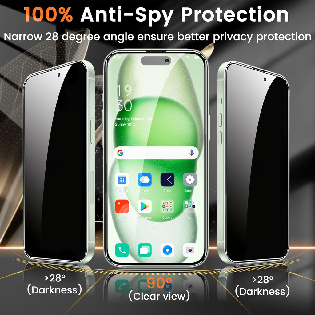 4+4 Pack Privacy Screen Protector for iPhone 15 6.1-Inch with 4 Pack Camera Lens Protector, Anti Spy Tempered Glass Film 9H Hardness Case Friendly