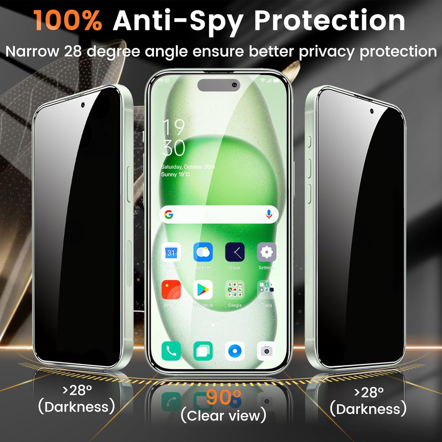 4+4 Pack Privacy Screen Protector for iPhone 15 6.1-Inch with 4 Pack Camera Lens Protector, Anti Spy Tempered Glass Film 9H Hardness Case Friendly