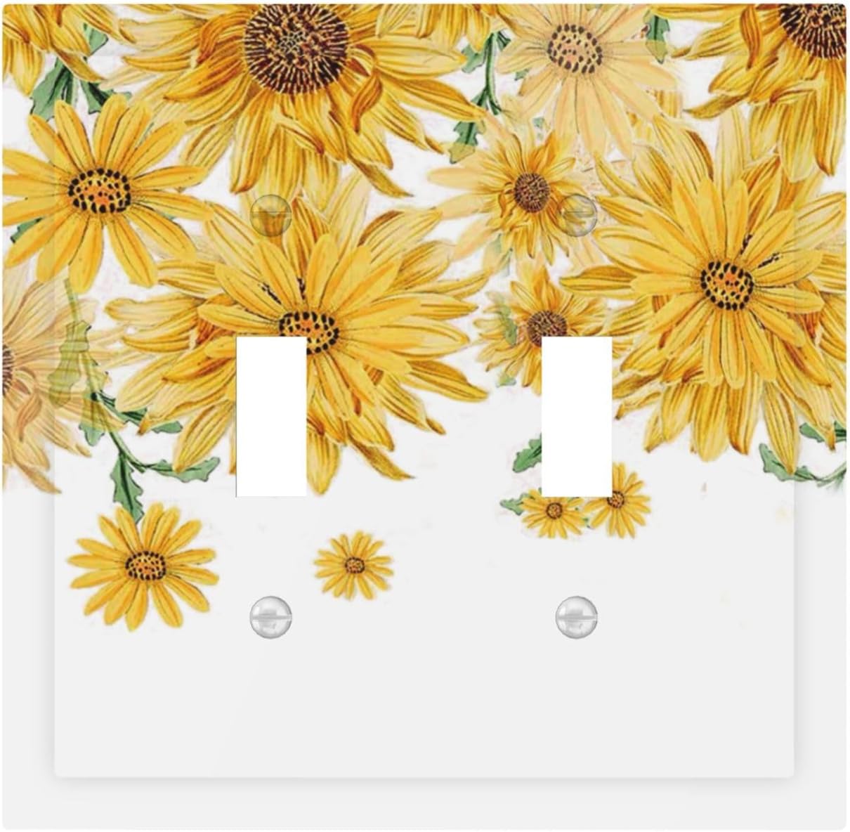 Sunflower Yellow Flowers Floral Decorative Switch Plates 2 Gang Double Toggle Outlet Light Switch Cover Wall Plate Electrical Faceplate for Bed Room Living Room Decor