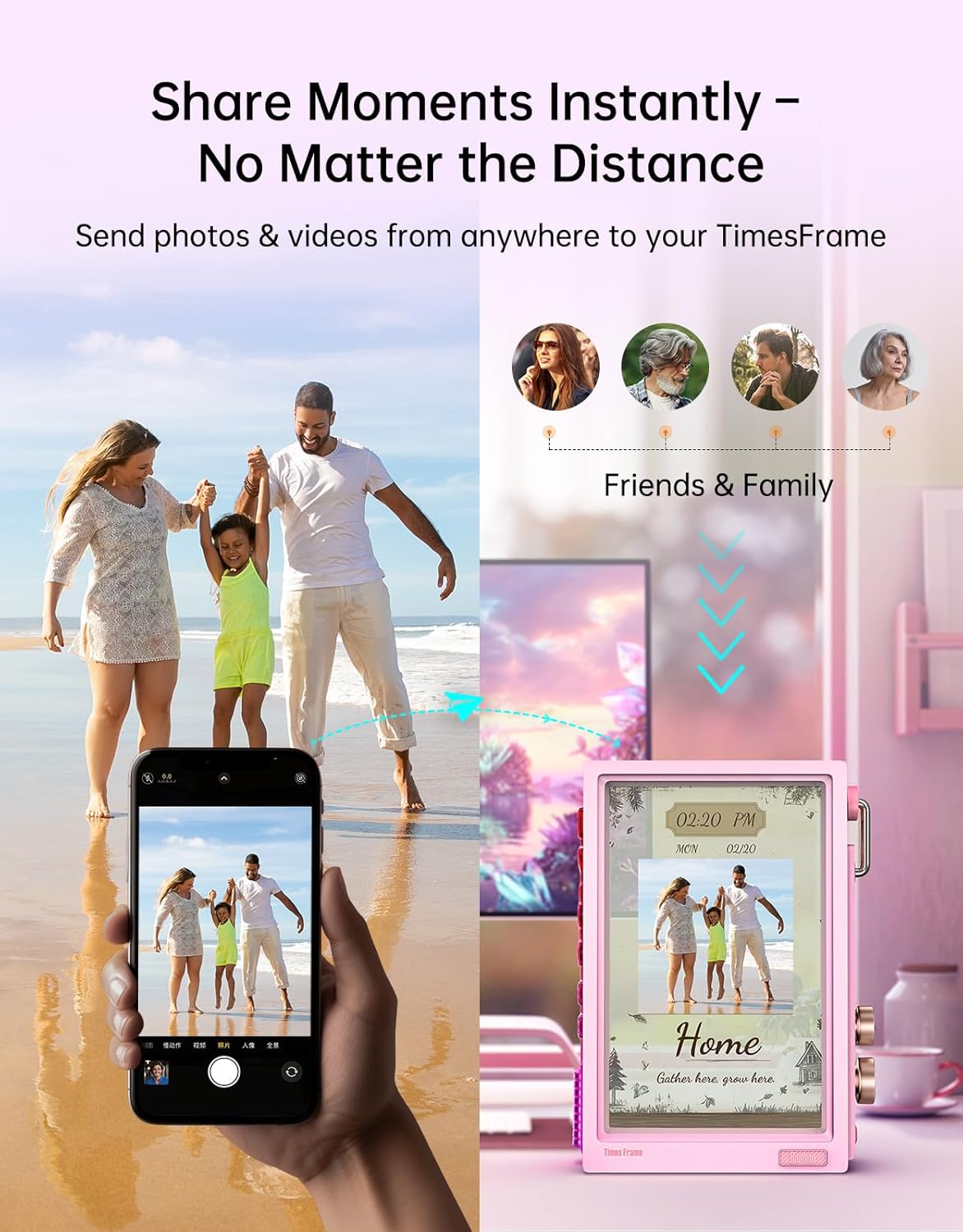 Divoom Times Frame-10.1" WiFi Digital Picture Frame with 64GB, Free App with No Subscription Fees, Supports Uploading Photos/Videos/Calendars/Weather/Sports Scores and Various AI DIY Content