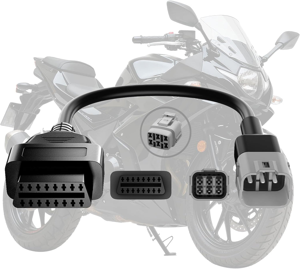 OBD2 Adapter Cable Fits for Suzuki Guzzi Kawasak and More Motorcycles, 6Pin to 16Pin OBD2 Diagnostic Adapter Cable Works with All OBDII Scanner