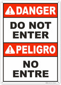 Brimar - 10" x 14" - Bilingual Danger Do Not Enter Sign - .040″ Rust-Free Aluminum - Safety Promotion - Easy Installation