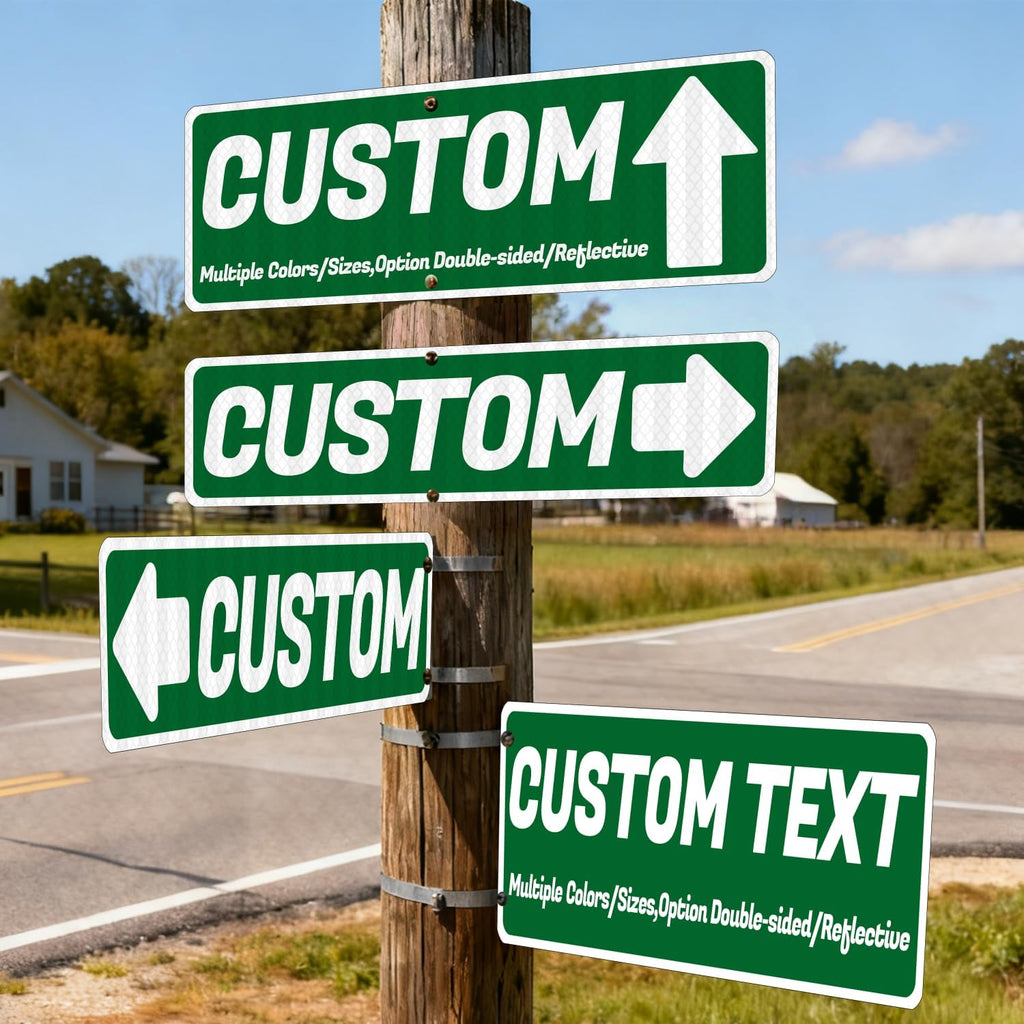 Custom Street Sign with Arrow, Road/Address Signs, Double-sided/Reflective Option, Personalized Outdoor Metal Sign for Home Business Shop Yard Garage Gift