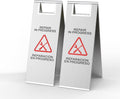 2 Pcs Maintenance Work in Progress Floor Sign , 24 Inch Stainless Steel Repair In Progress Sign Double Sided Foldable Bilingual Commercial Safety Warning for Hotel Market Restroom Restaurant Office (Silver)