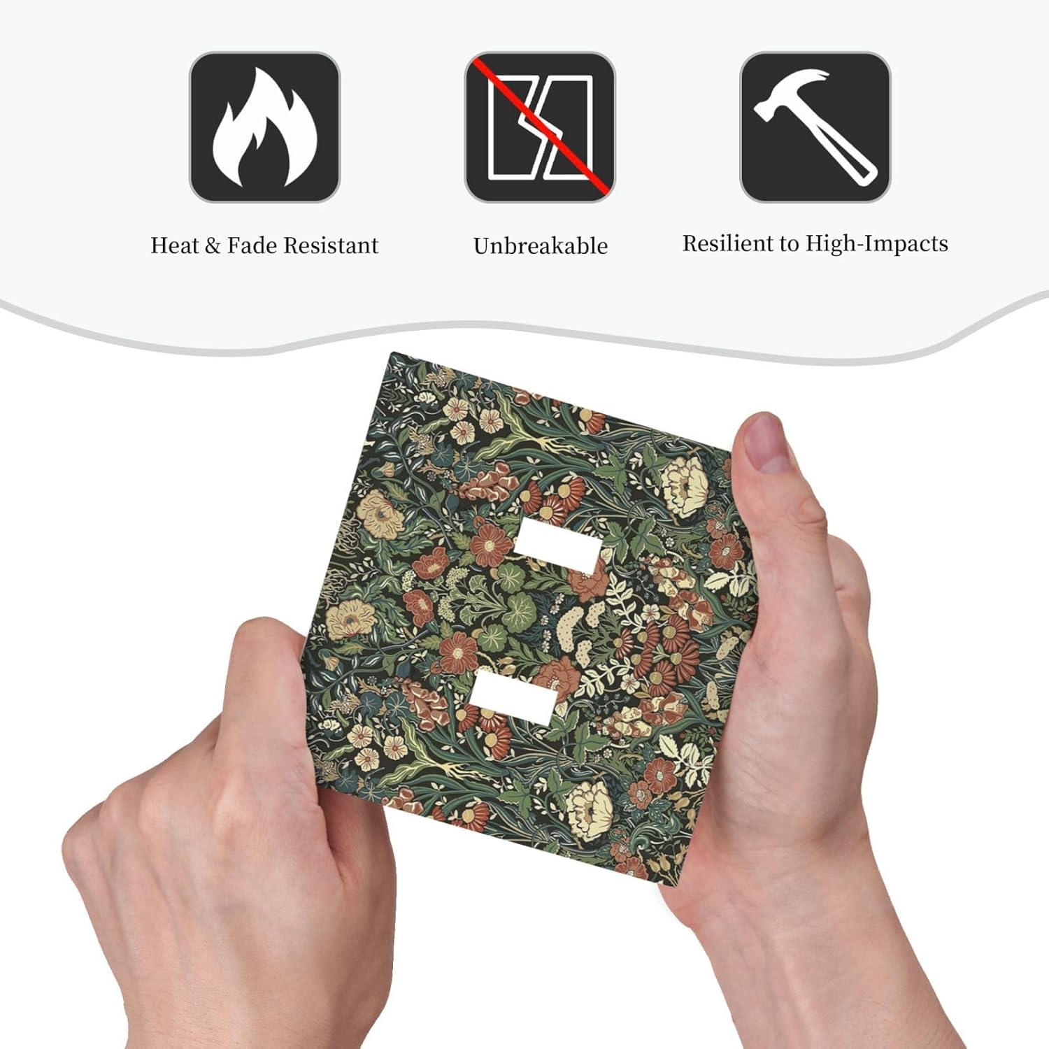 Decorative Switch Plates Vintage Dark Floral William Morris Green Flower 2 Gang Double Toggle Outlet Light Switch Cover Wall Plate Electrical Faceplate for living Room Home Decor