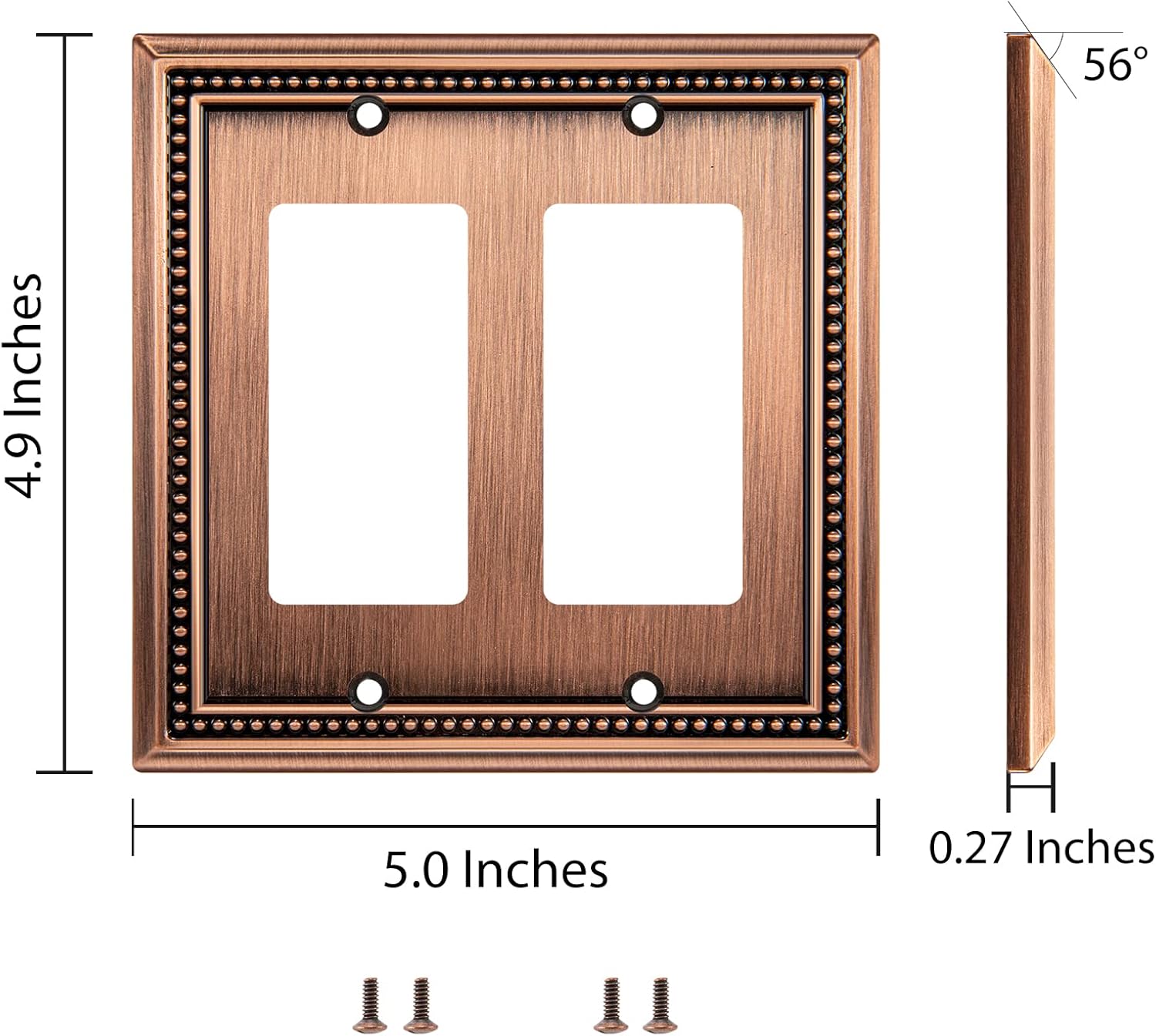 Henne Bery Sunken Pearls Heavdy Duty Decorative Wall Plate Switch Plate Outlet Cover (Double Decorator, Antique Copper)