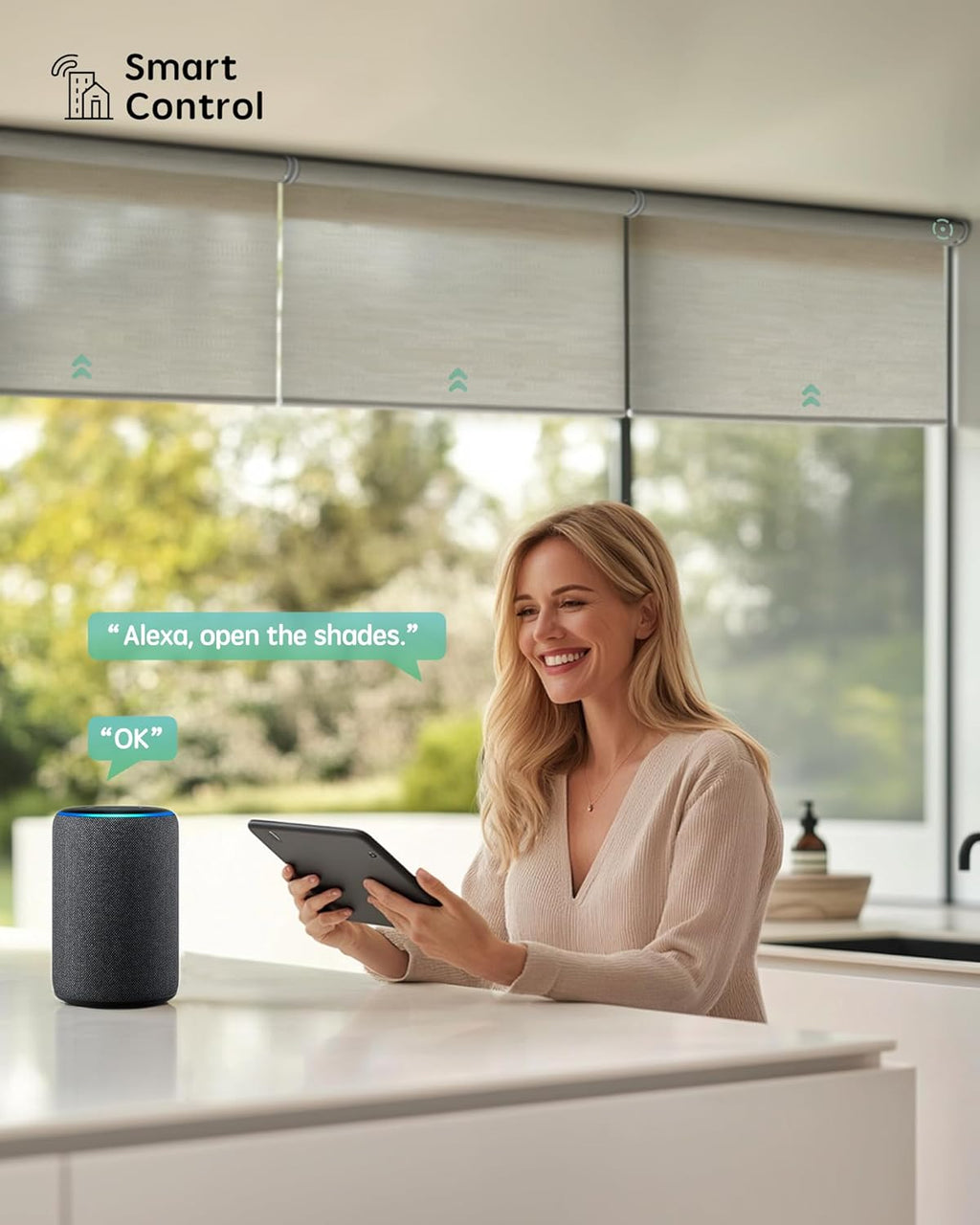 Yoolax Smart Coupled Roller Shades Compatible with Alexa Google, Motorized Blinds with Remote Light Filtering Coupled Roller Shades for X-Large Windows, Custom Size(XL Coupled-Jacquard Coffee)