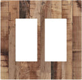 Decorative Outlet Covers Rustic Brown Wood Grain 2 Gang Double GFCI Rocker Electrical Wall Panels Light Switch Cover Plate for Farmhouse Kitchen Decor