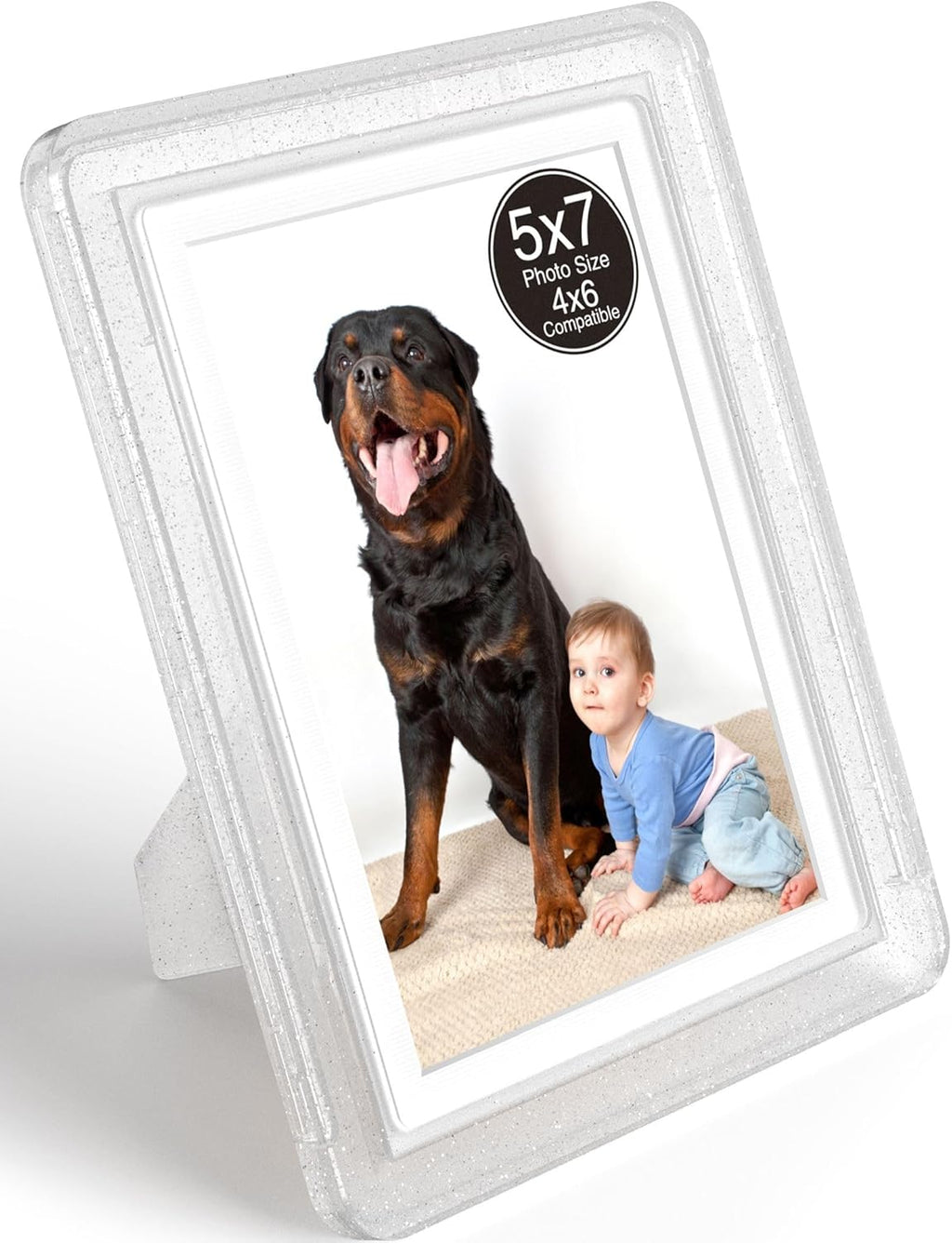 Crystal 5x7 Picture Frame with Acrylic Front 1 Pack, ABS Frame for 5x7 or 4x6 Photos, Shatterproof UV-Resistant Tabletop Photo Frame, Vertical/Horizontal Display for Home Décor