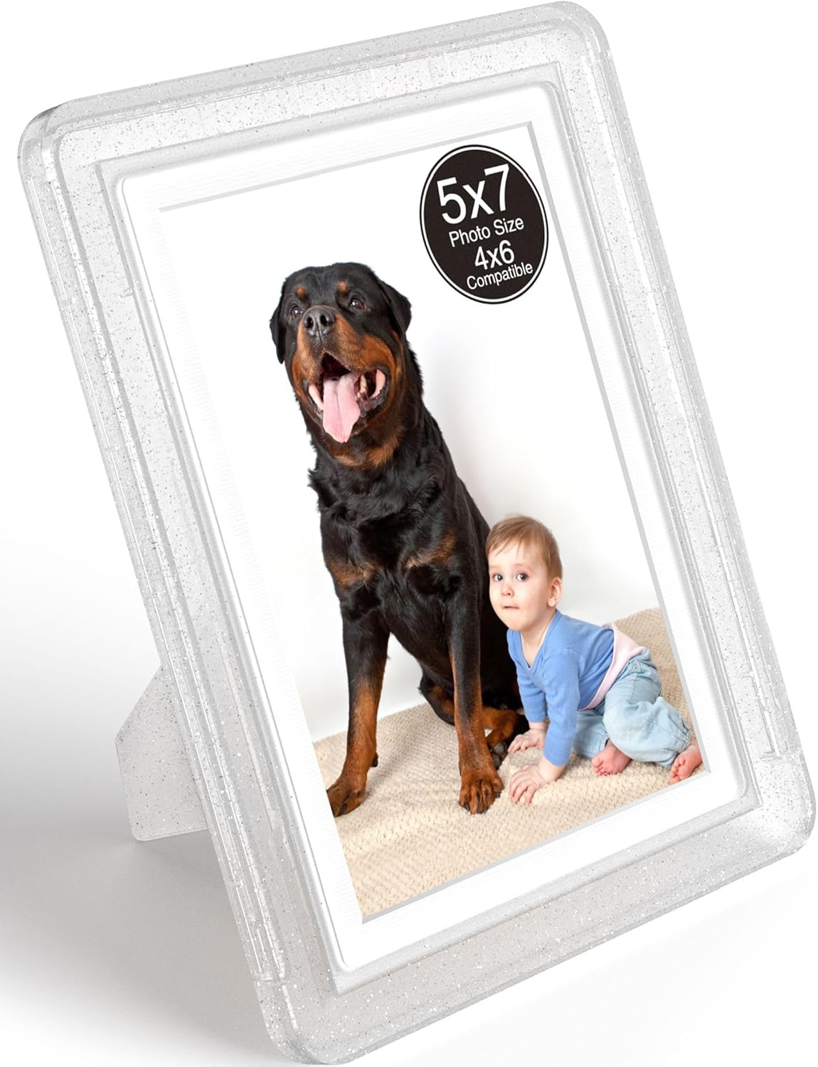Crystal 5x7 Picture Frame with Acrylic Front 1 Pack, ABS Frame for 5x7 or 4x6 Photos, Shatterproof UV-Resistant Tabletop Photo Frame, Vertical/Horizontal Display for Home Décor