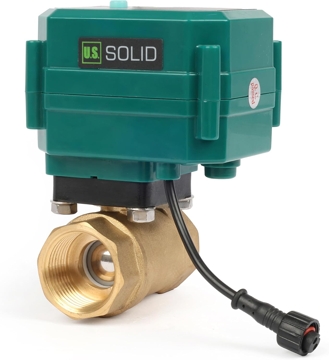 U.S. Solid 1" Smart Motorized Ball Valve - Brass Remote App Mobile-control Electrical Ball Valve with Manual Switch, Plug Connection