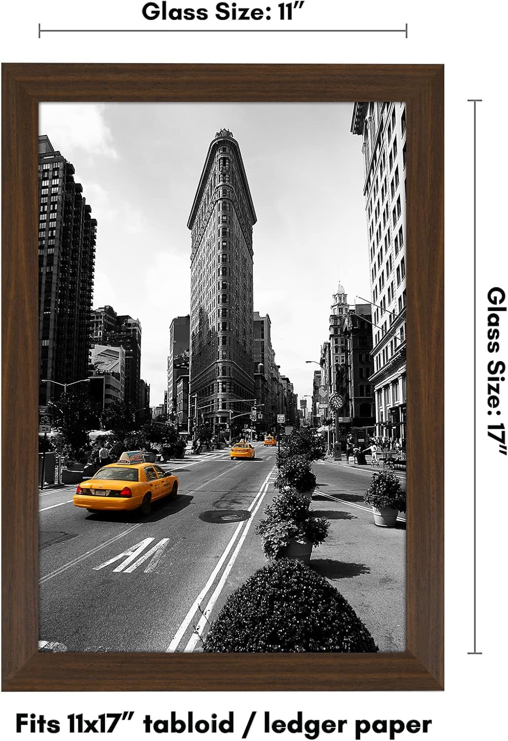 Americanflat 11x17 Picture Frame with Shatter-Resistant Glass - Signature Collection - Gallery-Style Frames Made of Engineered Wood - Photo Frame for Wall Display - Walnut